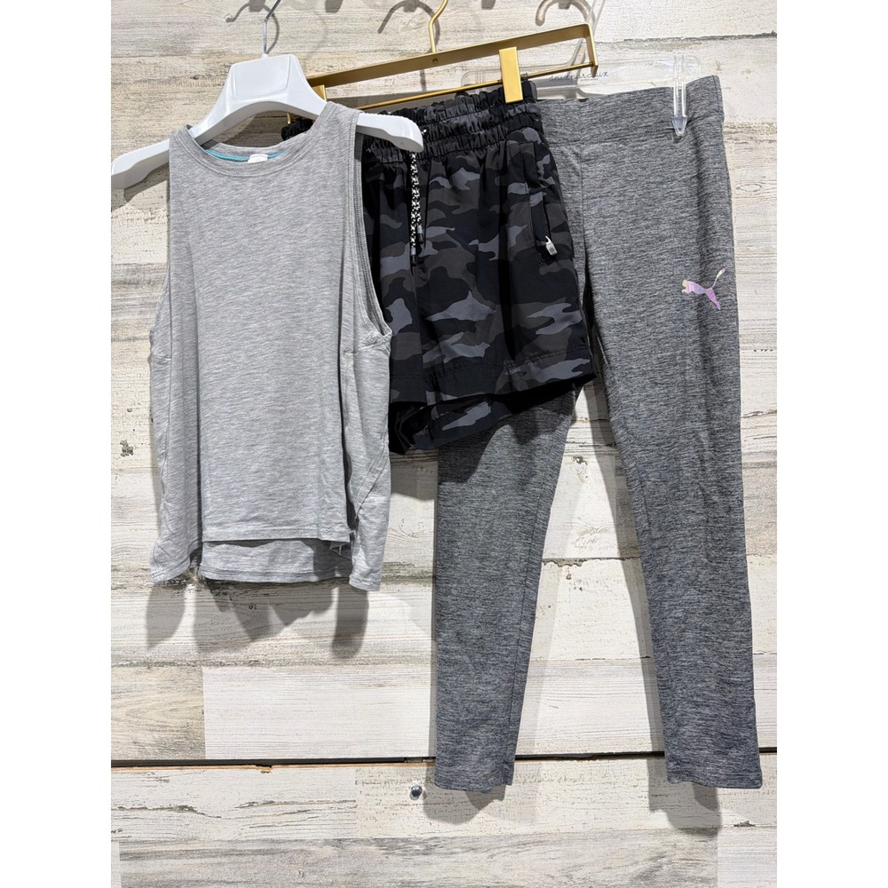 Ivivva Athleta Girl Puma Activewear Bundle Girls 7 Gray Black Camo Athletic EUC